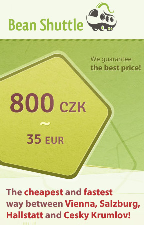 Bean Shuttle - daily shuttle bus between Cesky Krumlov and Vienna, Salzburg, Hallstatt and Prague for 800 CZK per person